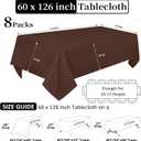 8 Pack Brown Table Cloth 60 x 126 Inch Rectangular Tablecloths for 8 Foot Rectangle Tables, Wrinkle Resistant Brown Tablecloth Washable Polyester Fabric for Buffet Wedding Party Banquet