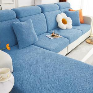 hyha Individual Couch Cushion Covers, Stretch Magic Sofa Seat Cushion Covers Washable, Dog Couch Sofa Slipcover for Pets, Kid with Elastic Bottom(Back Cover L, Blue)