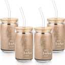 Skylety 3 Sets 16 oz Teacher Glass Cups with Lids and Straws Drinking Glasses Tumbler Can Shaped Glass Coffee Cups Thank You Teacher Appreciation Gift Quotes Sign Mug Bottle for Beer Water Tea