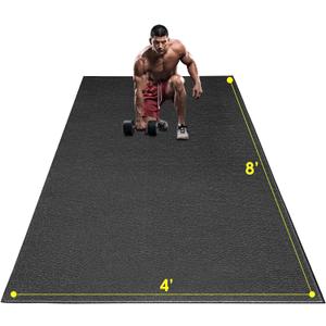 Large Exercise Mat, 8' x 6'/8' x 4'/6' x 4' Extra Durable Workout Mats for Home Gym Flooring, High-Density Gym Mats Cardio Mat for Jump Rope, MMA, Stretch, HIIT, Shoe-Friendly, Non-Slip, Non-Toxic
