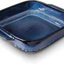 KOOV Ceramic Bakeware, 8x8 Baking Dish, Square Baking Pan, Ceramic Baking Dish, Brownie Pans for Cake Dinner, Kitchen, Reactive Glaze (Nebula Blue)