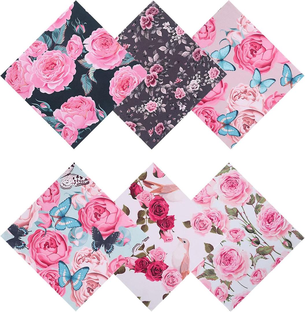 6PCS Thickened Glasses Cleaning Cloth Elegant Flower Design Microfiber Cleaning Cloth, Multi-Colored Eyeglass Lens Cleaning Cloths, Soft Wipes for Reusable Eyeglass and Phone Screens (Peony)