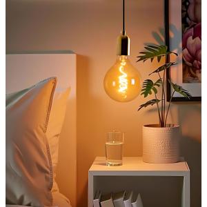 OMED G125/G40 Large Light Edison LED Vintage Bulb E26,Oversized Globe Dimmable Amber Glass Light Bulbs 2200K Warm White,Big Antique Round Lightbulb 6W Perfect for Pendant Lights, Floor Lamps 1 Pack