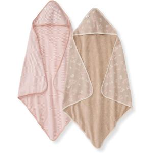 Hooded Towels, Absorbent Knit Terry, Super Soft Single Ply, 100% Organic Cotton, Whimsical Floral, 2-Pack