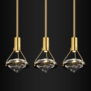 Modern Crystal Pendant Light,LED Crystal Hanging Light Fixture for Dining Room,3 Pack Diamond Crystal Chandelier,Height Adjustable Pendants Lamp,Gold Ceiling Pendant Light for Kitchen Island Bedroom