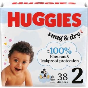 Huggies Size 2 Diapers, Snug & Dry Baby Diapers, Size 2 (12-18 lbs), 38 Count
