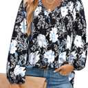 Womens Long Sleeve Shirts Plus Size Tops V Neck Tunic Tops Blouse Dressy Causal T-Shirts Pleated Shirts (Black, S)