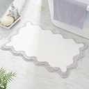 Luxury Cute Bathroom Rugs, White Bath Mat W/Grey Scalloped Edge, Microfiber Aesthetic Trendy Funky Fun Preppy Rug, Extra Soft Bathroom Mat Non-Slip for Tub, Shower, and Bath Room 30'' x 20'' (1'8" x 2'6" (Rectangular))