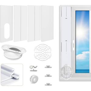 Portable AC Window Seal Kit (No Hose) - 4 Adjustable Panels 17" to 61", Fits LG Whynter Haier 99% Portable Air Conditioners, Airtight Sliding Window Vent Seal, Replacement Window Kit