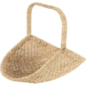 Household Essentials Woven Seagrass Flower Basket with Detachable Handle