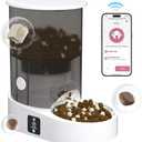 PAPIFEED Rechargable Automatic Cat Feeders - 5G WiFi Pet Feeder with APP Control, 4L Timed Cat Feeders for Dry Food, 1-10 Meals Per Day, 12 Portions Per Meal, Easy to Clean