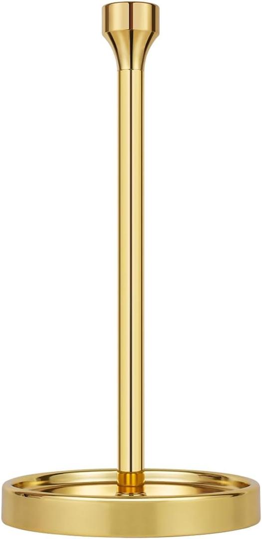 Ivilon Countertop Paper Towel Holder - Modern Bell End Minimalist Design - Color Gold Polished