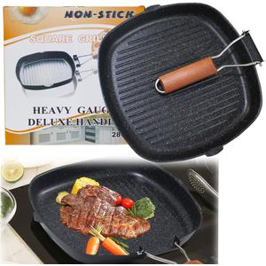 Nonstick Grill Pan with Folding Handle, 11in/ 28cm Lightweight Grill Pan for Stove Tops, 1.76lbs Versatile Griddle Pans with Pour Spouts, Square Grilling Skillet Steak Pan for Indoor Outdoor Camping