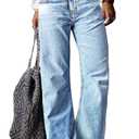 Flamingals Women's Mid Waist Baggy Straight Leg Jeans Casual Wide Leg Denim Pants Light Blue XL (XL)