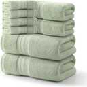 REDKISS Green Towel Set of 8-100% Cotton Luxury Bath Towels Set for Bathroom, 600 GSM Highly Absorbent Bathroom Towel with 2 Large Bath Sheet, 2 Hand, 4 Washcloths, Green Shower Towels for Dorm