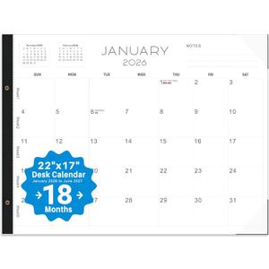 2026 Desk Calendar Large 22x17 Desk Top Calendar 2026 with plastic cover