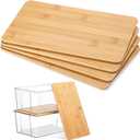 Kigley Bamboo Lids for 4.5 inches Tall Clear Plastic Storage Organizer Bins Stackable Storage Containers for Organizing Storage Bins Reusable Bamboo Lids 11.2 x 6.7 Inches (4 Pcs)