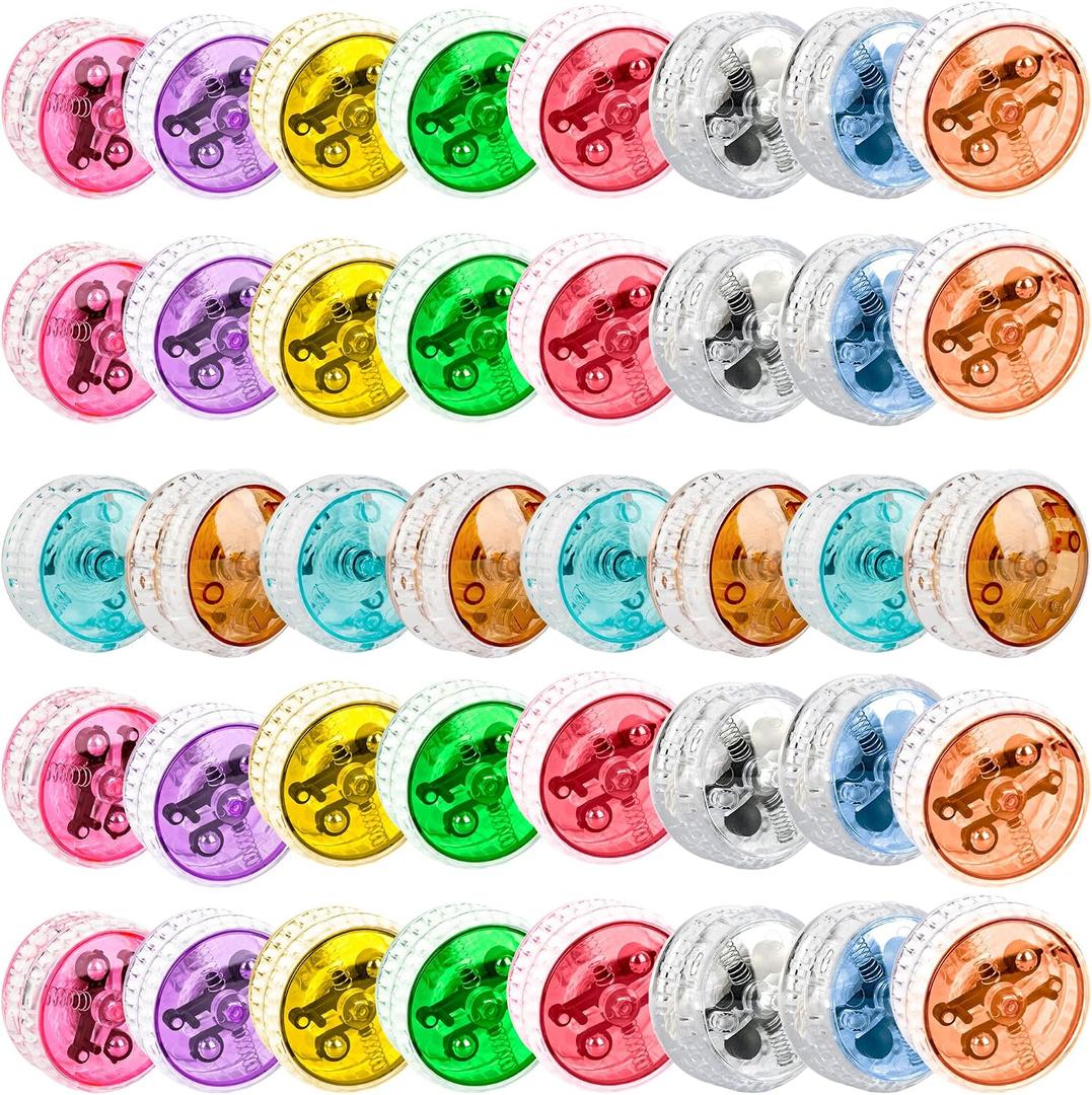 40 Pcs LED Light Up Yo-Yos Bulk Pack Glow in the Dark Yoyo Toys Plastic YoYos for Beginner Birthday Party Favors Classroom Prizes Carnival Goodie Bag Fillers