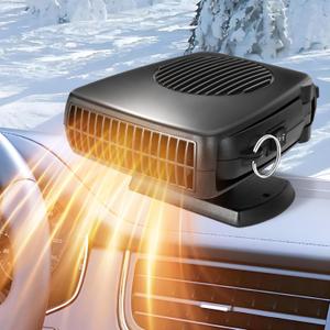 Portable Car Heaters for Vehicle,12V Car Heater that Plugs into Cigarette Lighter,360 Rotatable Windshield Defroster 200W Fast Heating in 60s Portable Heater for Car,RV,SUV (Black)