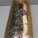 Sliner Christmas Tabletop Centerpiece 29.5 Inch Christmas Poinsettia Candle Holder with 5 Battery Operated LED Flameless Candle Artificial Christmas Table Decorations with Pine Cones Red Berries