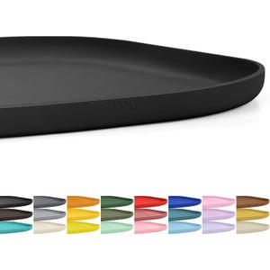 SMILOOL Small Silicone Pet Food Mat with Raised Edge for Food and Water Bowl, Square Dog Feeding Mats, Cat Food Trays for Floor Waterproof, Rubber Tray for Dogs and Cats, 12 x 12 x 0.7 Black