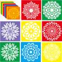 24 Pieces Stencils,Large Drawing Stencils Chalk Template,8 Inches Washable Shape Template Stencils Kit for Crafts,Painting Drawing (Mandala, 8 inch)