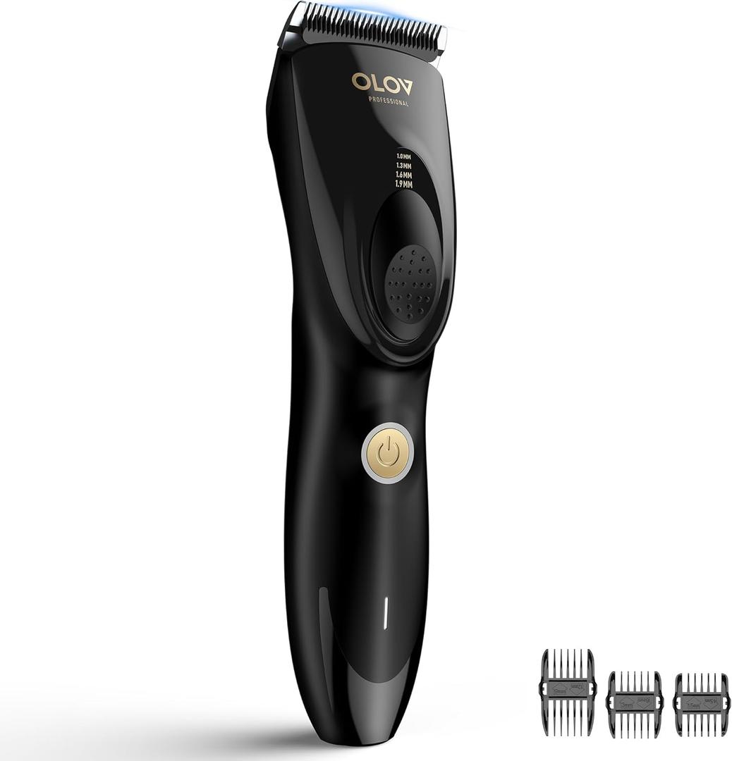 Hair Clippers for Men, Cordless Hair Clipper Kit, Adjustable 4 Length Setting, 2-Speed Settings, Replaceable Ceramic Blade Heads, Rechargeable Hair Clippers for Family (Black)