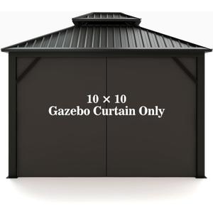 Hugline Gazebo Universal Replacement Privacy Curtain 10' x 10' Gazebo Side Wall Outdoor Privacy Panel with Zipper (Black)