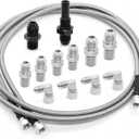 70" Transmission Cooler Lines Kit with 6AN Hose Fitting Compatible with 6AN Transmission 4L80E TH350 TH400 4L60E 700R4 200-4R TR6060 AOD C5