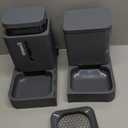 Gravity Cat Feeder and Water Dispenser, 2 in 1 Automatic Cat Feeder with 180 Degree Rotatable, 2 Pack Large Capacity Self Feeding for Small Medium Dog Puppy Kitten, Grey, 0.8 Gallon x 2