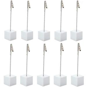 10pcs Table Number Holder Name Place Card Holder Memo Clip Holder Stand Note Holder Pictures Card Paper Menu Clip (Pure White)