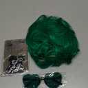 PLULON Green Bob Wig with Heart Sunglasses and Hair Cap, Colorful Short Bob Wigs Synthetic Party Wigs Funny Cosplay Hairpieces for Women Men Daily Bachelorette Halloween Costume Party Decorations