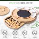 Elegant Bamboo Cheese Board Set: Appetizer & Charcuterie Platter with Drawers, Forks, Knives, Wine Key, Fruit Tray – Perfect Housewarming, Wedding & Bridal Gift.