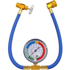 R134A Car AC Refrigerant Charge Hose Kit, Air Conditioning Charge Hose with Gauge & 1/2 Dispensing Valve, Vehicle Refrigerant Recharge Measuring Accessories, Universal Fit