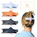 2 x Medium Flat Hair Clips for Women, French Flat Claw Clips for Thin Thick Hair, Duckbill Hairclips for Driving, Doing Yoga, Strong Hold and Non Slip-Orange, Light Blue, Dark Blue, Grey, 4 Count