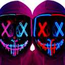 Poptrend Halloween Mask LED Light up Mask Scary mask for Festival Cosplay Halloween Costume Masquerade Parties,Carnival,Gift (2 PACK-B)