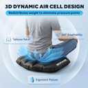 Inflatable Airplane Seat Cushion with Memory Foam | 3D Scalloped Air Baffles | Sit-to-Adjust Firmness | 2-in-1 Seat Pad & Lumbar Support, Tailbone Relief | 30s Inflate & 1s Deflate | Travel & Office, Black