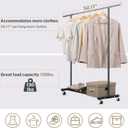 VICERII Clothes Rack, 130LB Capacity Heavy Duty Clothing Rack with Wheels and Bottom Shelf, 52.17 Inch Rolling Racks for Hanging Clothes, Coats, Shirts, Sweaters, Skirts, Dress, Black