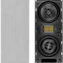 Monoprice 3-Way Carbon Fiber In-Wall Column Speaker - 6.5 Inch (Each) With Ribbon Tweeter, 8 Ohm Nominal Impedance, Magnetic Grille, 200 Watt Max, White - Amber Series
