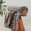 Luxurious Faux Fur Throw Blanket Reversible to Cozy Velvet, Coffee Brown with White Tips, 595GSM Soft Fuzzy Fluffy Plush Furry Warm Blanket for Couch Bed Chair Sofa, 50"x60"