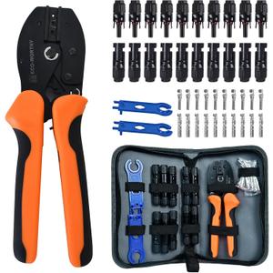 ECO-WORTHY Solar Crimper Tool Kit 13 PCS Solar Tools - a Crimper, 10 Pairs of Solar Connectors, 2 Pairs of Solar Connector Spanner Wrench for Solar Panel Cable Assembly and Installation