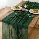Keketoarrange Emerald Green St. Patrick's Day Table Runner Cheesecloth Gauze 120 Inch 10 FT Rustic Boho Cheese Cloth Decor for Wedding Baby Bridal Shower Sheer Vintage Spring Easter Home Decorations