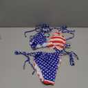 Bikinis Swimsuit Set for Women Swimwear Triangle Bathing Suit Tie String Thong (Small, American Flag)