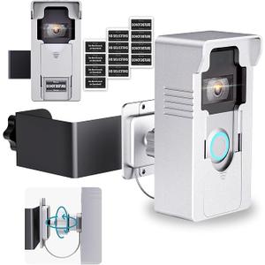 Anti-Theft Doorbell Mount with Ring Blink: Adjustable Angle Wireless Camera Holder No Drill for Apartment Door - Video Wired Mounting Bracket for Brick Concrete Wall Renter Friendly Home House Silver