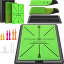 Golf Hitting Mat, Golf Mats Practice Outdoor Indoor for Swing Path Feedback Detection Batting, 16"x12" Artificial Dual Turf Golf Mat with Tees for Training, Driving, Chipping
