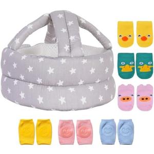 Amazon.com: Umtiti Baby Adjustable Helmet with 3 Pairs Baby Knee Pads for Crawling & 3 Pairs Baby Socks,Lightweight and Soft, Great for Baby Learning to Walk and Crawl. Gray Star+6 : Clothing, Shoes & Jewelry