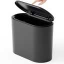 Yieach 3.17 Gallon Thin Small Black Bathroom Trash Can with Lid,12L Small Pet/Dog Proof Slim Trashcan and Skinny Covered Trash Can,Plastic Covered Wastebasket,Garbage Can for Kitchen,Office,RV,Bedroom