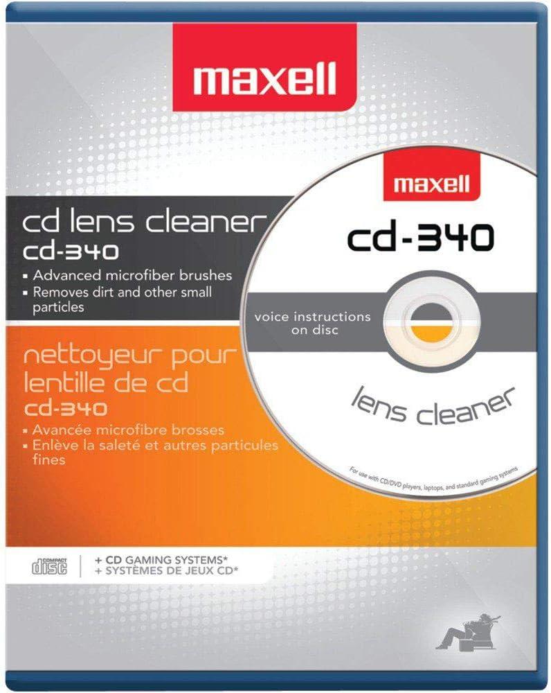 CD Laser Lens Cleaner Disc with Microfiber Brushes and Instructions from Maxell