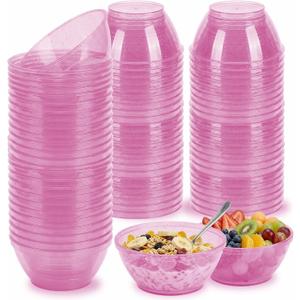 100 Pack 6oz Glitter Pink Disposable Plastic Bowls, Glitter Small Bowls for Ice Cream, Candy, Salsa, Fruit. Great for Mother's Day, Parties, Birthday, Weddings, Baby Showers, Holiday Events (Pink)