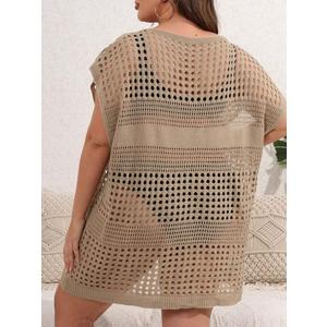 Women's Plus Size V-Neck Split Swimsuit Cover-Up Loose Bathing Suit Regular, Medium